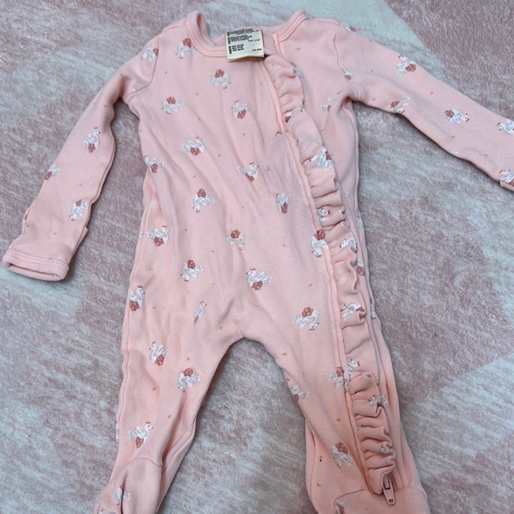 First Impressions Pink Ruffle Footies One Piece